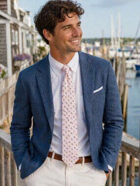 J.McLaughlin Pink Seashell Coastal Silk Tie